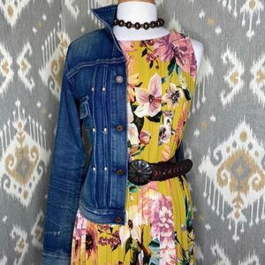 COOLPLES Pleated Yellow Floral Multi Maxi Dress